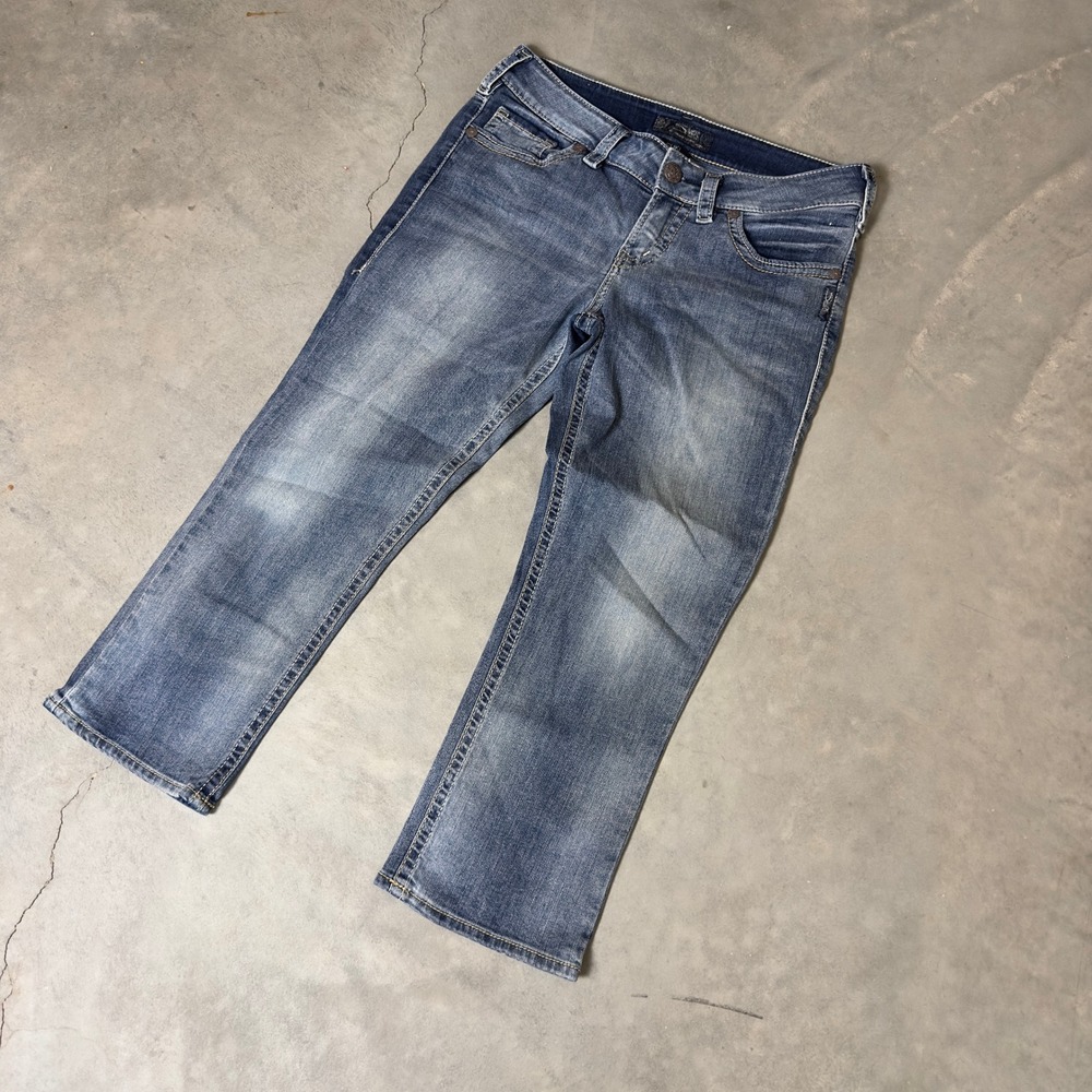 Silver Jeans Co Suki Mid Capri Womens 29 Blue Denim Medium Wash‎ L43934SSA148